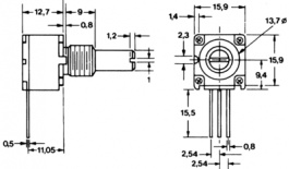 91A1A-B28-D18L, Rotary Potentiometer, 50 kOhm, PCB Connection, Bourns