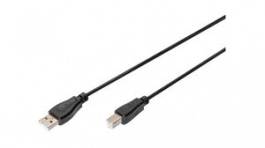 AK-300102-030-S, Cable USB-A Plug - USB-B Plug 3m Black, DIGITUS