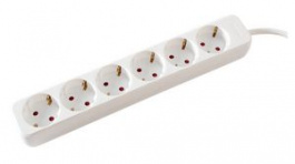 19991080, Outlet Strip 6x DE Type F (CEE 7/3) Socket - DE Type F (CEE 7/4) Plug White 1.5m, Value