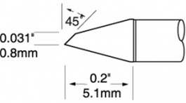 UFTC-7DRH408, Soldering Tip Hoof / Micro 0.8 mm 390 °C, Metcal