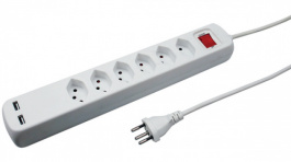 207604216S, Multiple socket outlet, 6xJ (T13) / USB, 1.5 m, Steffen