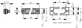 CT25-44S, D-Sub high-density socket Poles 44 Female, FCT
