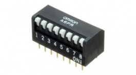 A6FR-8101, Piano DIP Switch Short Lever 8 Positions 2.54mm PCB Pins, Omron