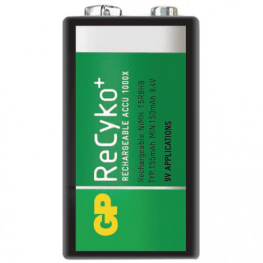 GP Recyko 15R8HB-EC1 / 6L22 / 9V / 8,4V, NiMH Rechargeable Battery 9V 8.4 V 150 mAh, GP Batteries