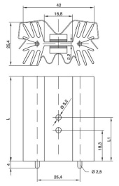 KL-195/63,5/SW, Радиатор: штампованный; ребристый; черный; L: 63,5мм; W: 42мм, Seifert electronic