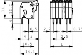 234-508, Wire-to-board terminal block 0.08...0.5 mm2 solid or stranded 2.54 mm, 8 poles, Wago