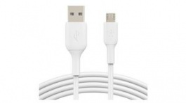 CAB005BT1MWH, Cable USB-A Plug - USB Micro-B Plug 1m White, BELKIN