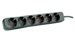 19.07.1073, Outlet Strip 6x Type F (CEE 7/3) - Type F (CEE 7/4) Black 3m, Roline