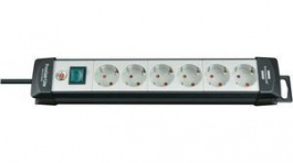 1951560101, Outlet Strip 6 Schuko Type F Black CEE 7/4, Brennenstuhl