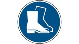 819017, ISO Safety Sign - Wear Safety Footwear, Round, White on Blue, Polyester, 1pcs, Brady
