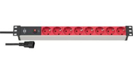 1390007118, Multiple Socket Outlet Alu-Line with Surge Protection 8x Type F (CEE 7/3) - IEC 60320 C14, Brennenstuhl