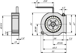 RLF 35-8/14 N, Radial fan DC 51 x 51 x 15 mm 24 VDC, Ebmpapst