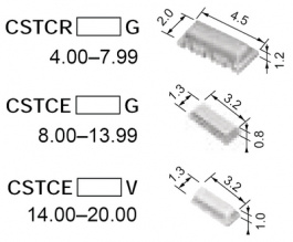 CSTCE8M00G15C99-R0, Resonator 3 contacts 8 MHz, Murata