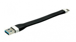 11.02.9014, Cable USB-C Plug - USB-A Plug 110mm USB 3.0 Black, Roline