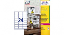 L4773-100, Weatherproof Labels, 24, Permanent, 63.5 x 33.9 mm, Zweckform