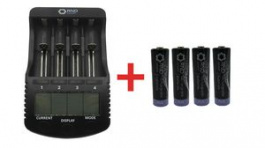 RND 305-00026+RND 305-00022, Intelligent Universal Battery Charger + NiMH AA Rechargeable Batteries, Li-Ion/NiMH/NiCd, RND power