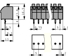 250-508, PCB terminal block 0.5...1.5 mm2 solid or stranded 5 mm, 8 poles, Wago