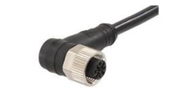 1200652266, Micro-Change (M12) Single-Ended Cordset with Knurled Hexnut 4 Poles Female (90°) to Pigtail 22 AWG Black TPU WSOR 10m, Molex