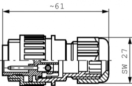 CA 6 LS, Cable connector, 6p+E CA Poles=7 Male, Hirschmann
