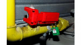 225340, Non-Conductive Ball Valve Lockout, Polypropylene, Red, Brady