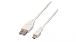 11.99.8708, USB Cable USB-A Plug - USB Mini-B 5-Pin Plug 800mm White, Value