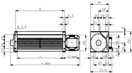 QL4 0005-2112L, Cross-flow blower AC 230 VACMotorleft, Ebmpapst