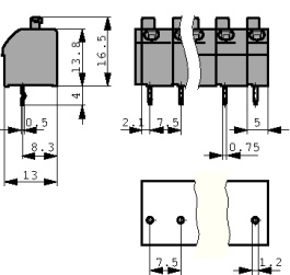 250-602, PCB Terminal Block 2P7.5 mm, Wago
