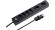 114976 Outlet strip with switch & clip-clap, 6xJ (T13), Black