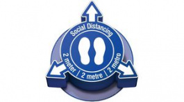 307917, 3D Safety Sign, Social Distance, Square, White on Blue, Vinyl, Mandatory Action,, Brady