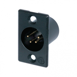 NC4MP-B, XLR Panel-mount male receptacle 4 Poles P Soldering Connection Black, Neutrik
