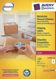 L7165-250, Parcel labels, 250 sheets/2.000 labels, 99.1 x 67.7 mm, White, Zweckform