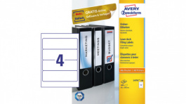 L4761-100, Filing Labels, 100 sheets/400 labels, 61 x 192 mm, White, Zweckform