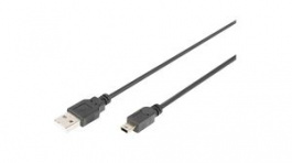 DB-300130-018-S, Cable USB-A Plug - USB Mini-B 1.8m Black, DIGITUS