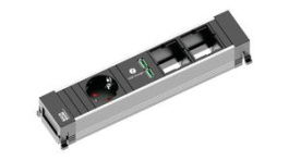 916.0041, Desk Outlet with 2x Custom Modules POWER FRAME 1x DE Type F (CEE 7/3) Socket / USB-A Socket - GST18i3 Plug 100mm, Bachmann