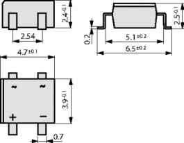 S40F, Bridge rectifier 40 V 0.8 A MiniDIL, Diotec Semiconductor