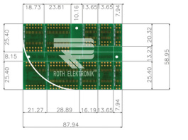 RE932, Laboratory card FR4 Epoxide + chem. Ni/Au Multiadapter SO/SOJ, Roth Elektronik