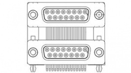 173114-0339, Dual Port D-Sub Connector, Plug, DE-9, Through Hole, FCT