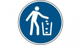 831039, ISO Safety Sign - Use Litter Bin, Round, White on Blue, Polyester, 1pcs, Brady