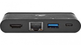 TCARF260BK, USB Type-C Computer Hub 4-Port USB A Socket/USB C Socket/HDMI Socket/RJ45 Socket, Nedis (HQ)