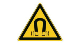 827208, ISO Safety Sign - Warning, Magnetic Field, Triangular, Black on Yellow, Polyester, 1pcs, Brady