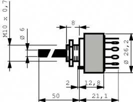 CK1029, Переключатель: поворотный; 12; 0,15A/250ВDC; Кол-во секций:1; 30°, Lorlin