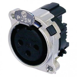 NC3FBH2-D, XLR Panel-mount female receptacle 3 B Horizontal / PCB Mount, Neutrik