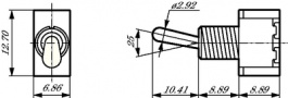 1A23-NF1PCAE, Miniature Toggle Switch, On-Off-On, Soldering Pins, Straight, Eledis