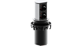 928.002 BM, Elevator Socket 2 x Schuko, Child Safety, Stainless Steel, 2 m, Bachmann