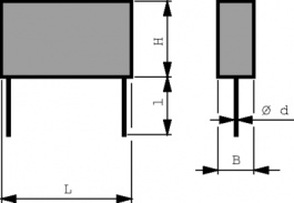 PHE820MB6100MR17, X2 capacitor, 100 nF, 275 VAC, Kemet