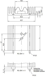 KL-225/38,1/SW, Радиатор: штампованный; U; черный; L: 38,1мм; W: 42,7мм; H: 12,5мм, Seifert electronic