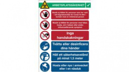 RND 605-00196, COVID-19 Reception, Safety Sign, Swedish, 262x371mm, 1pcs, Brady