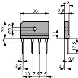 GBI25G, Диодный мост; плоские; 400В; 25А, Diotec Semiconductor
