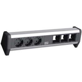 902.002, Desk Outlet with 3x Custom Module DESK 1 3x DE Type F (CEE 7/3) Socket/GST18i3 Socket - GST18i3 Plug, Bachmann