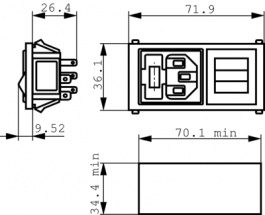 BZV01/Z0000/11, Разъем: питания AC; IEC 60320; гнездо; "папа"; Мат-л: полиамид, Bulgin